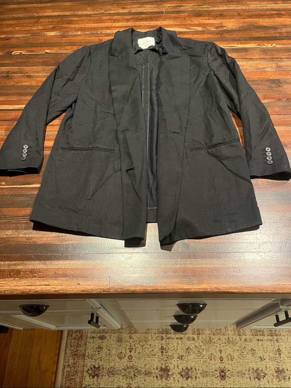 Everlane Black Lightweight Open-Front double breasted blazer size 10 large